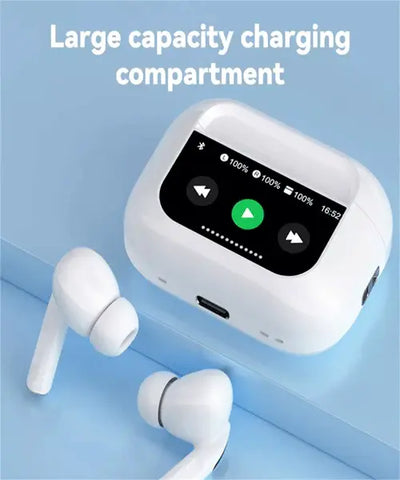 A9 Pro Touch Screen Airpods & Double Dark Noise Reduction with ANC & ENC, Battery Display