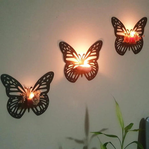 Lifestyle Glory Brand Decorative Butterfly Wall Shelf, Decoration Candlestick, Wall Décor Ideas, Wooden Wall Shelves