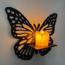 Lifestyle Glory Brand Decorative Butterfly Wall Shelf, Decoration Candlestick, Wall Décor Ideas, Wooden Wall Shelves